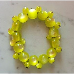 Vintage Lime Green Moonglow Lucite Bead Stretch Bracelet
